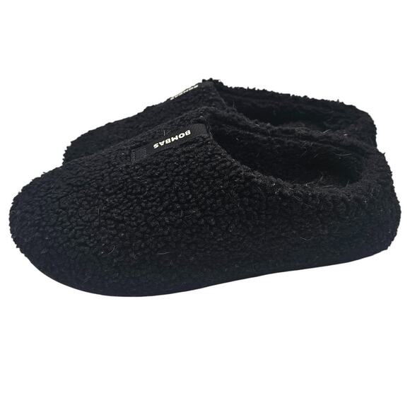 Bombas Sunday Slippers Men's 9 Black Sherpa Lined Fluffy Soft Slip On Shoes - Picture 1 of 5
